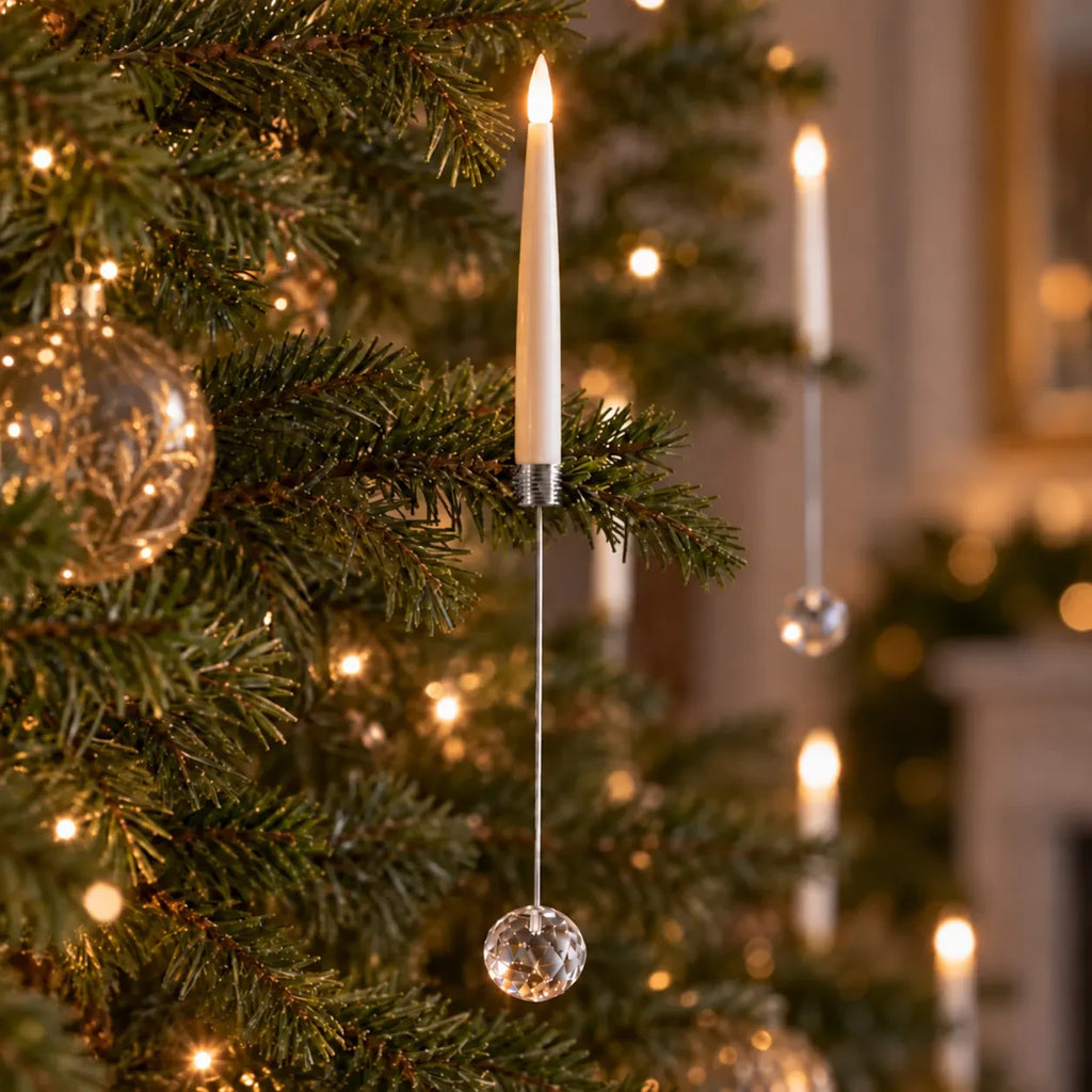 LED Christmas Tree Candles with Flickering Flame and Hanging Ornaments for Holiday Lighting - Image 9