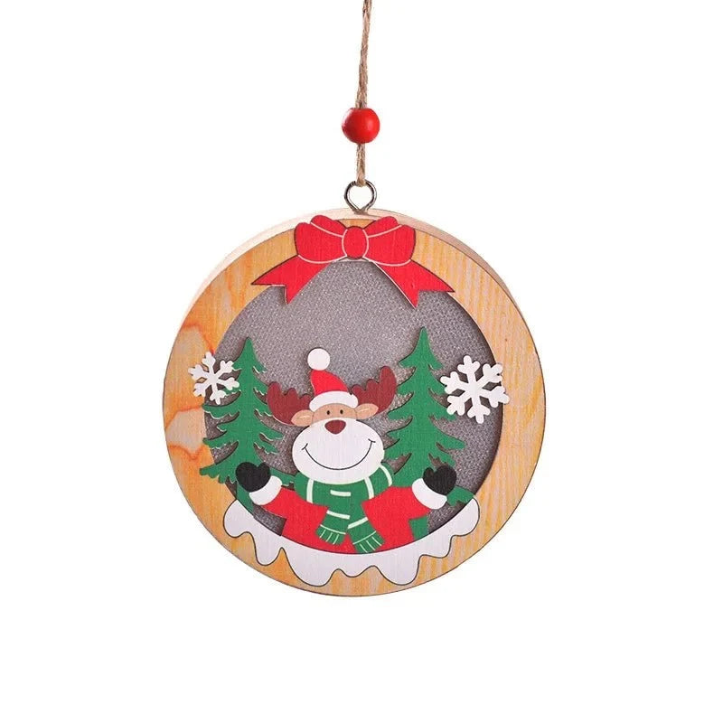 LED Light Up Christmas Ornaments with Wooden Laser-Cut Design and Warm Glow - Image 11