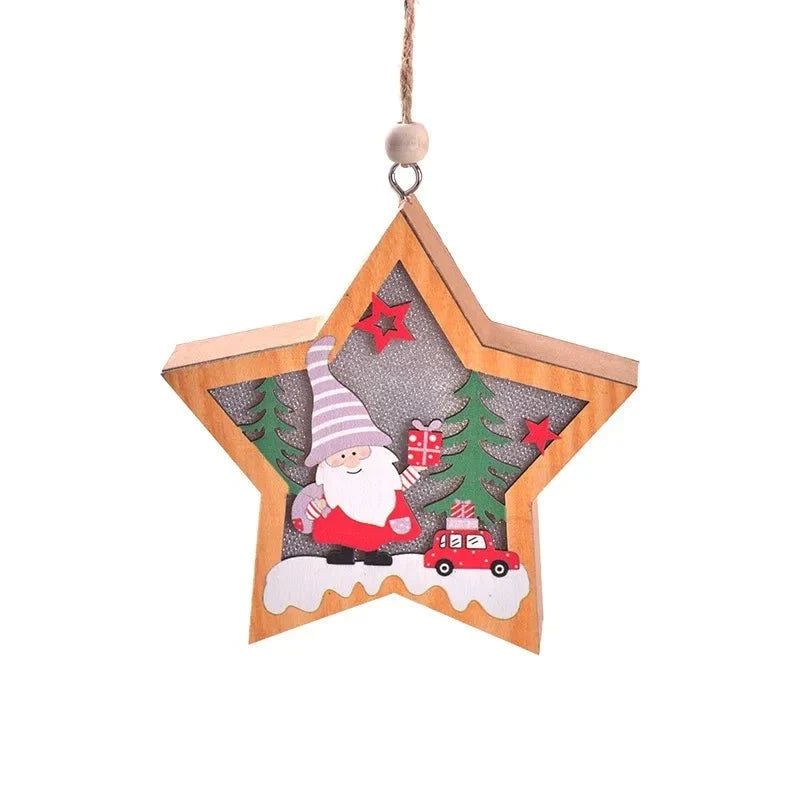 LED Light Up Christmas Ornaments with Wooden Laser-Cut Design and Warm Glow - Image 4