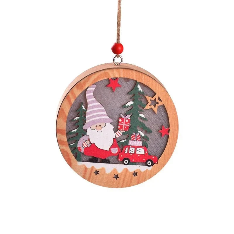 LED Light Up Christmas Ornaments with Wooden Laser-Cut Design and Warm Glow - Image 9