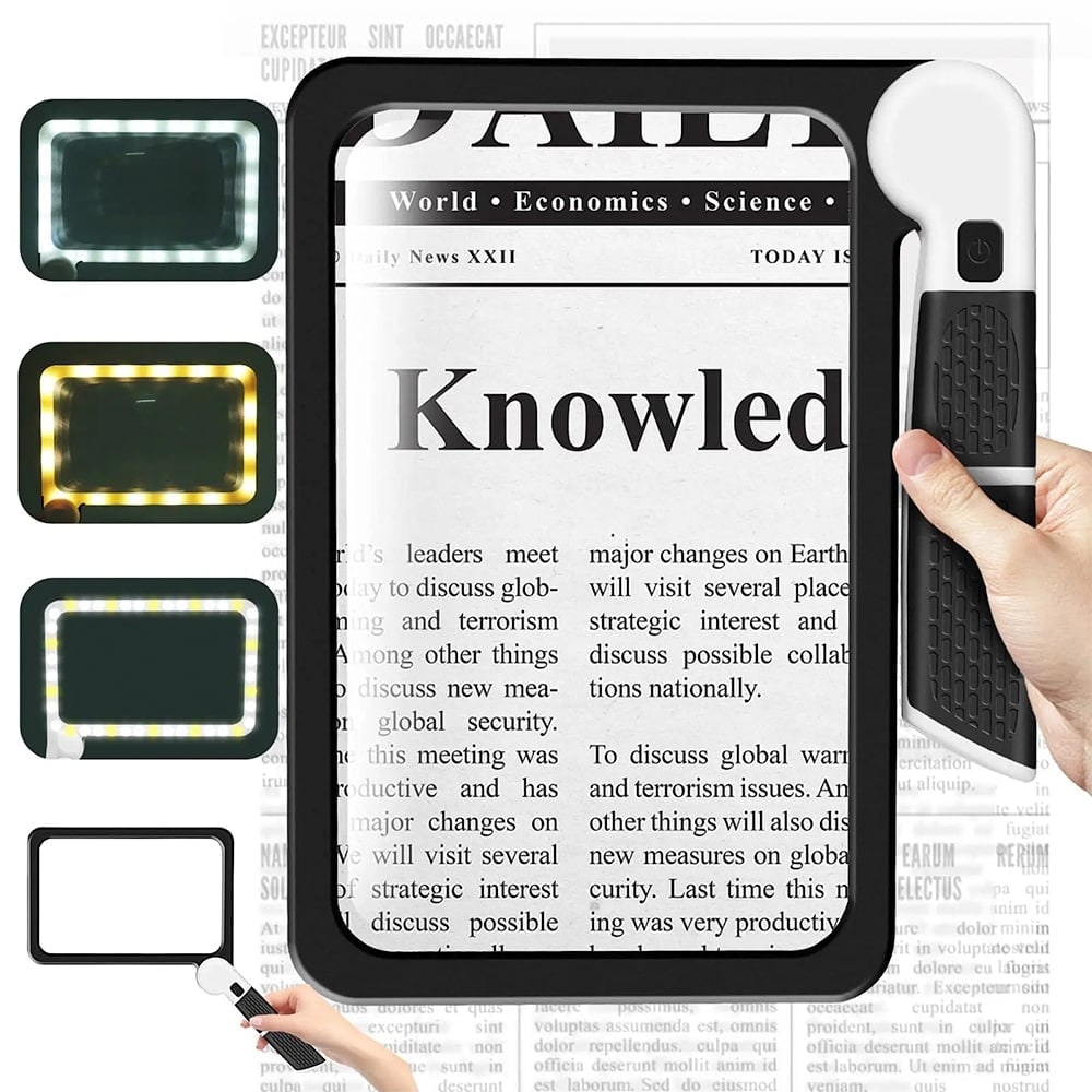 LED Magnifying Glass with Light and Folding Handle for Reading Handheld Rectangular Magnifier - Image 3