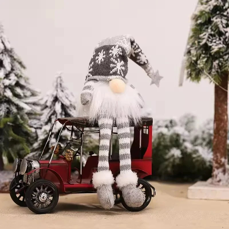 Light Up Christmas Gnome Decoration with Snowflake Knit Hat and Faux Fur Beard - Image 11