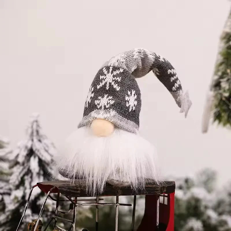 Light Up Christmas Gnome Decoration with Snowflake Knit Hat and Faux Fur Beard - Image 15