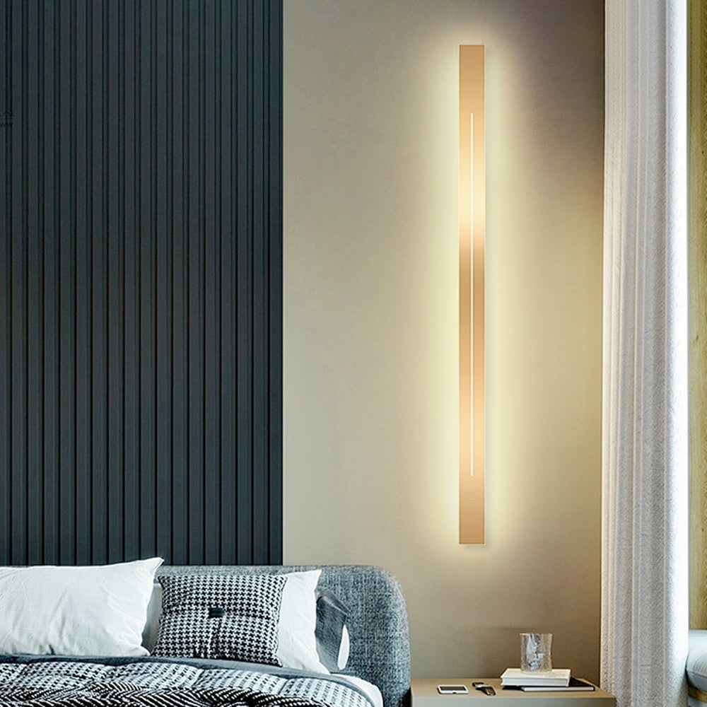 Linear LED Wall Light with Slim Slit Design and Warm White Ambient Lighting - Image 5