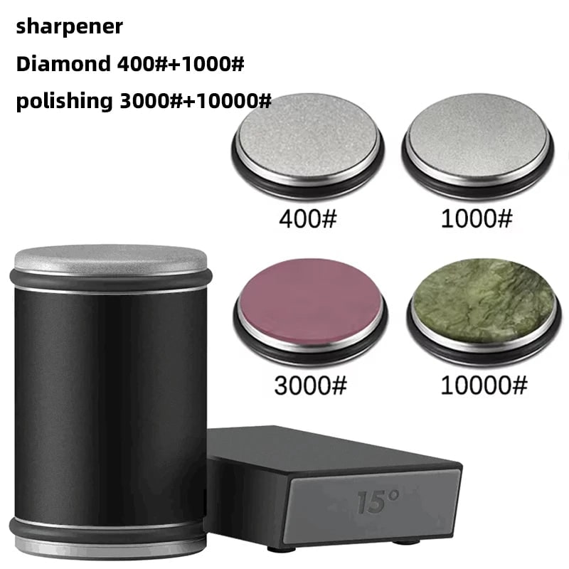 Magnetic Rolling Knife Sharpener with Wooden Base and 15 Degree Angle Guide - Image 60