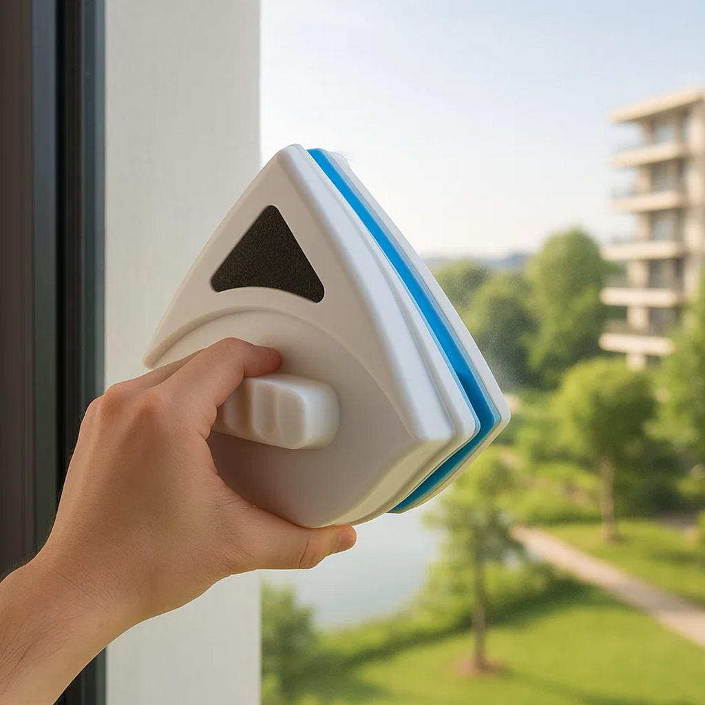 Magnetic Window Cleaner Tool with Double-Sided Squeegee and Safety Rope - Image 1