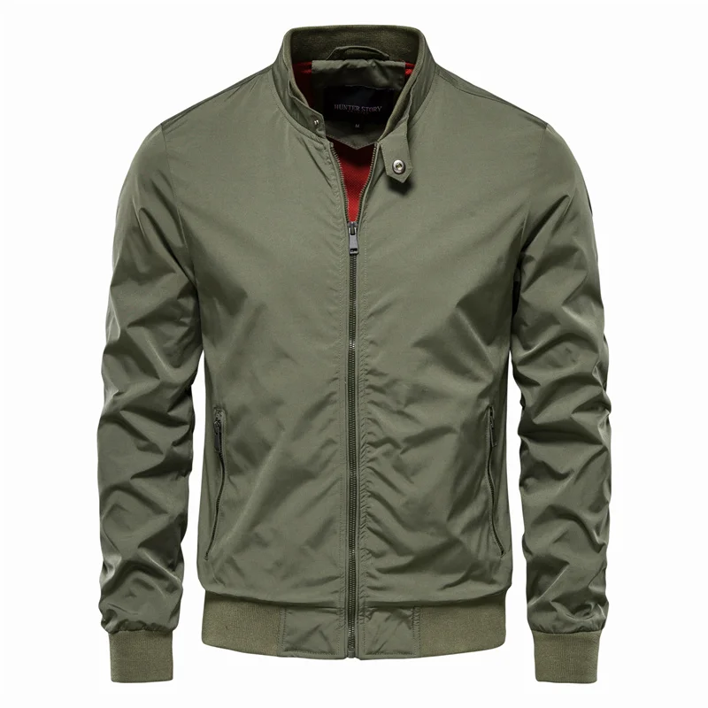 Men's Bomber Jacket Lightweight with Stand Collar and Ribbed Cuffs for Spring - Image 5