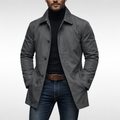 Men's Car Coat Single Breasted with Structured Woven Fabric and Point Collar - Image 2