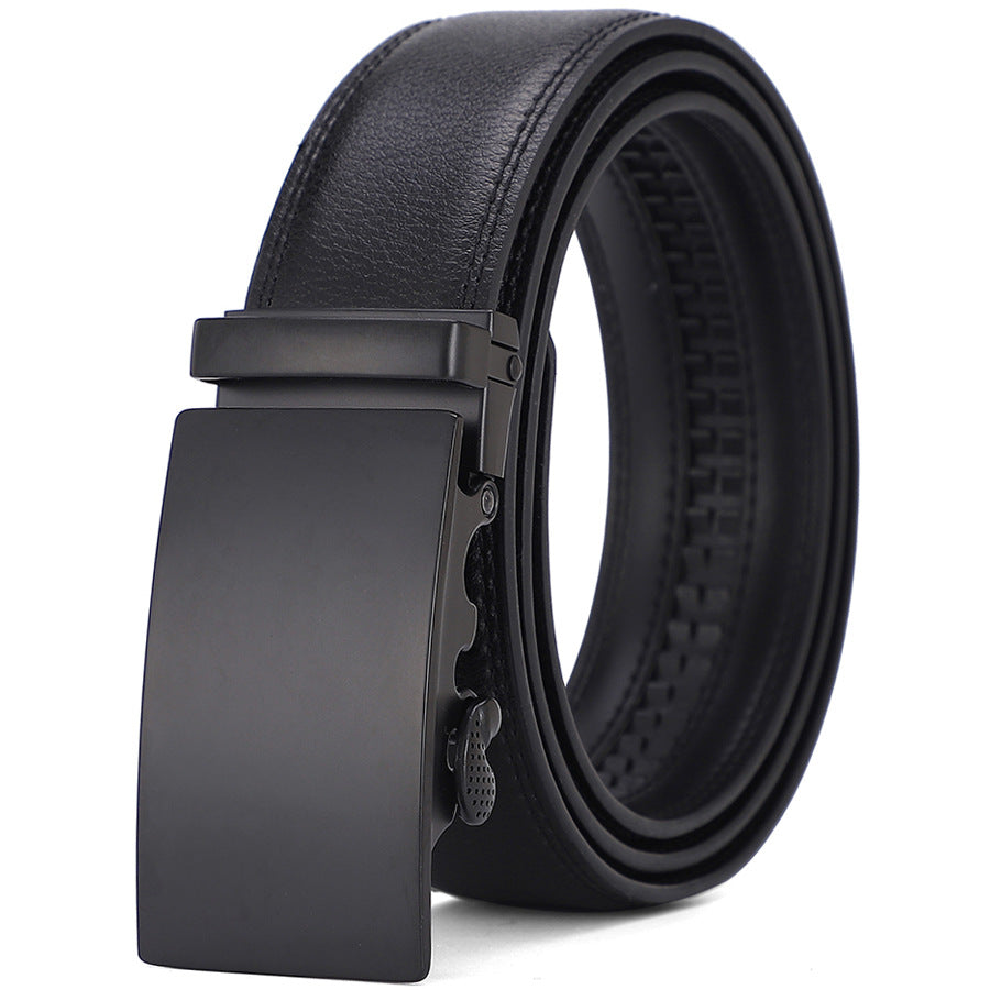 Men's Leather Ratchet Belt with Automatic Buckle and Adjustable Length - Image 6