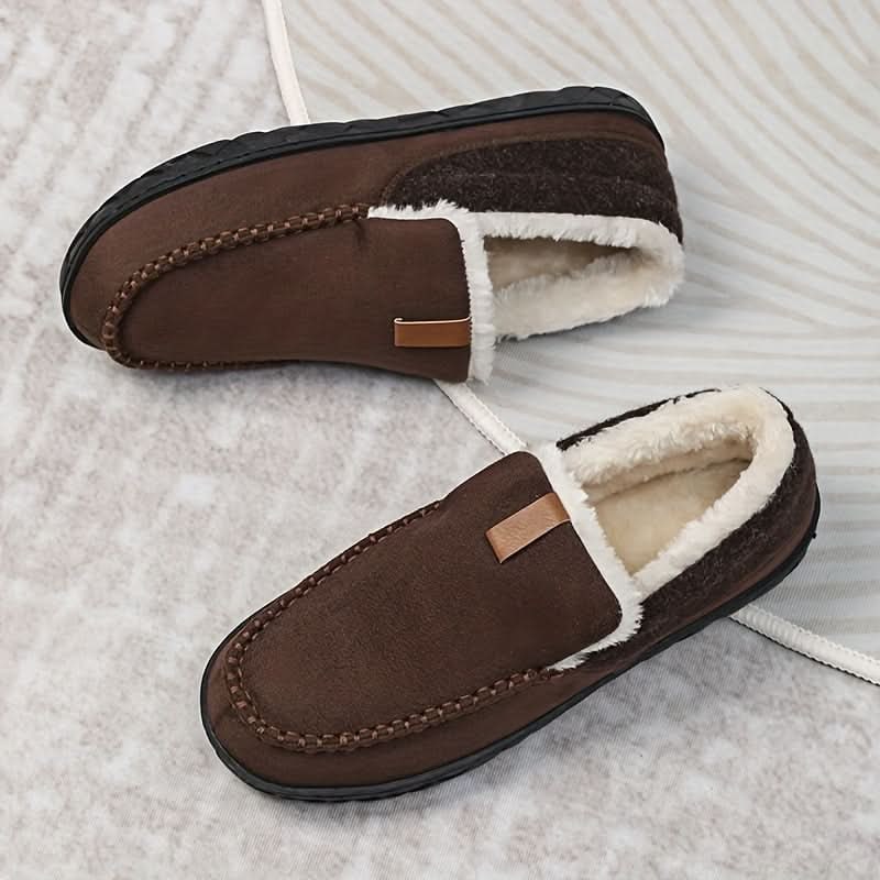 Men's Moccasin Slippers with Fleece Lining and Slip-On Design for Indoor Comfort - Image 10