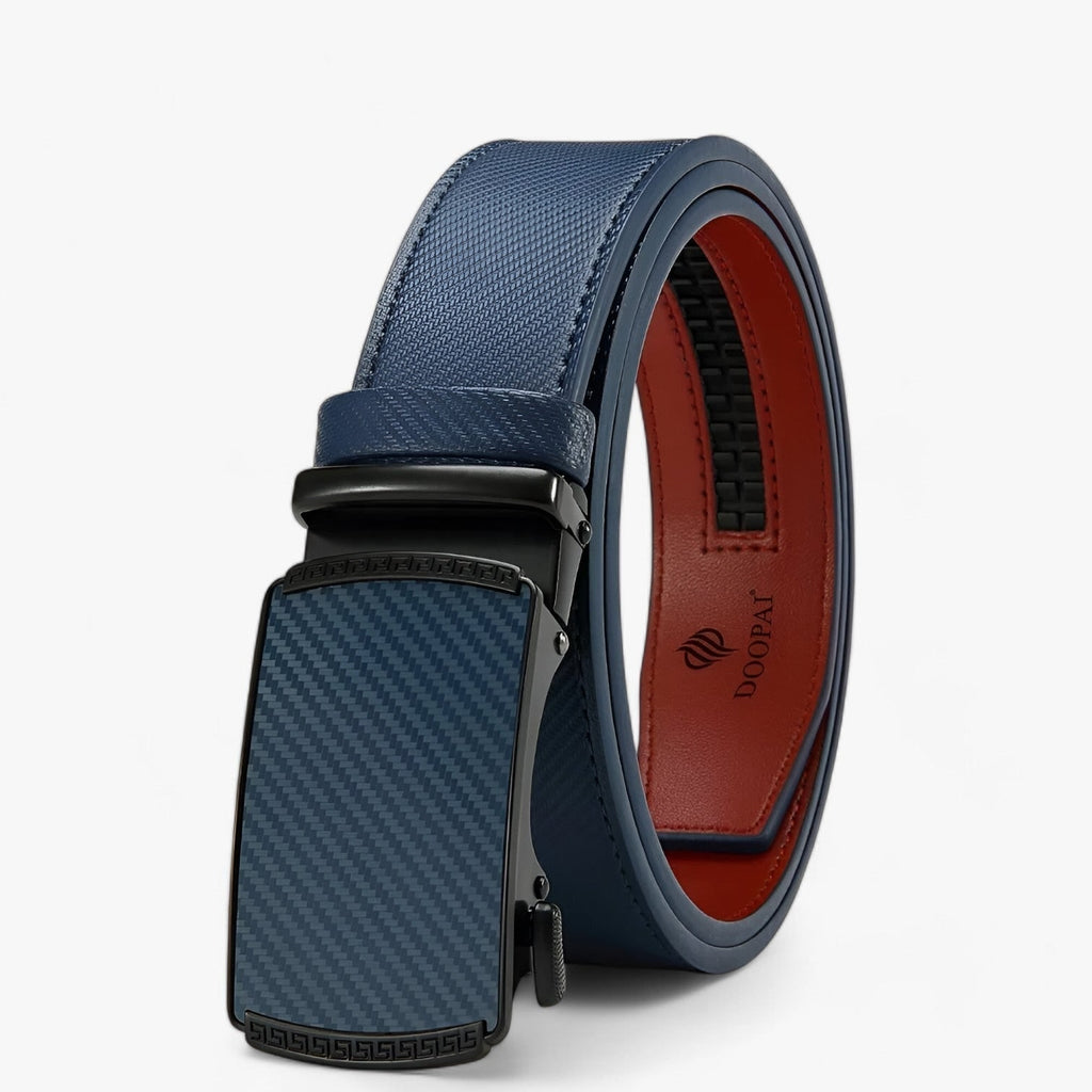 Men's Ratchet Belt with Automatic Buckle and Textured Leather Strap - Image 3