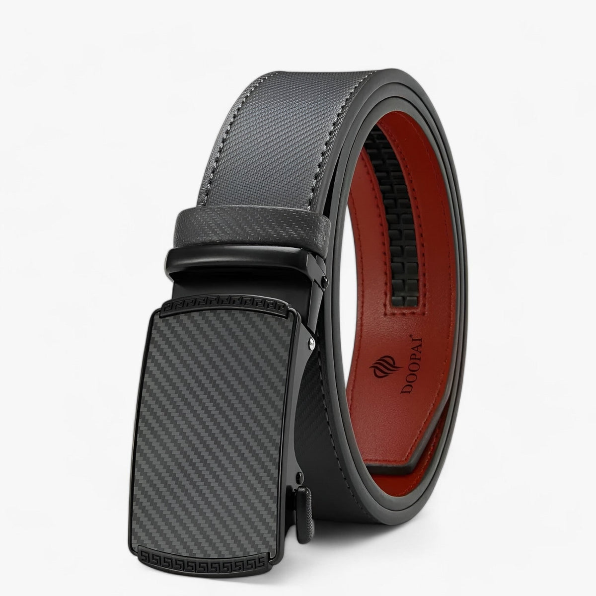 Men's Ratchet Belt with Automatic Buckle and Textured Leather Strap - Image 4