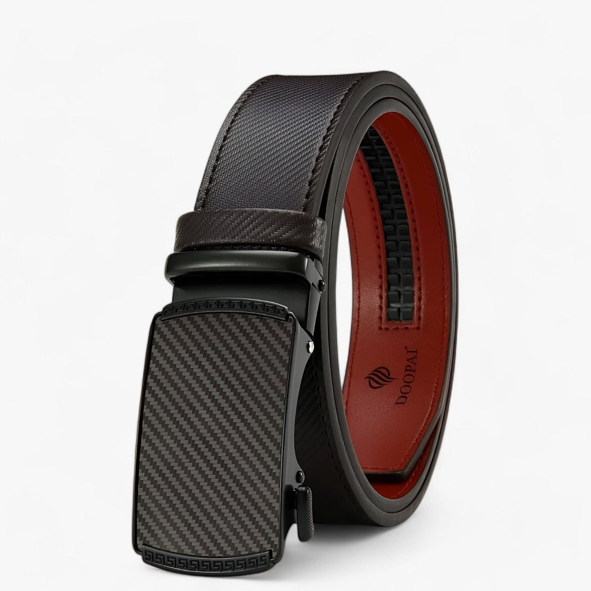 Men's Ratchet Belt with Automatic Buckle and Textured Leather Strap - Image 6