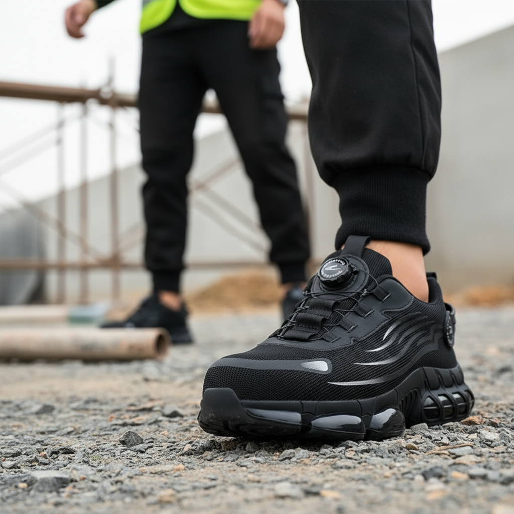 Men's Steel Toe Sneakers with Rotary Dial Laces and Reflective Stripes for Work - Image 3