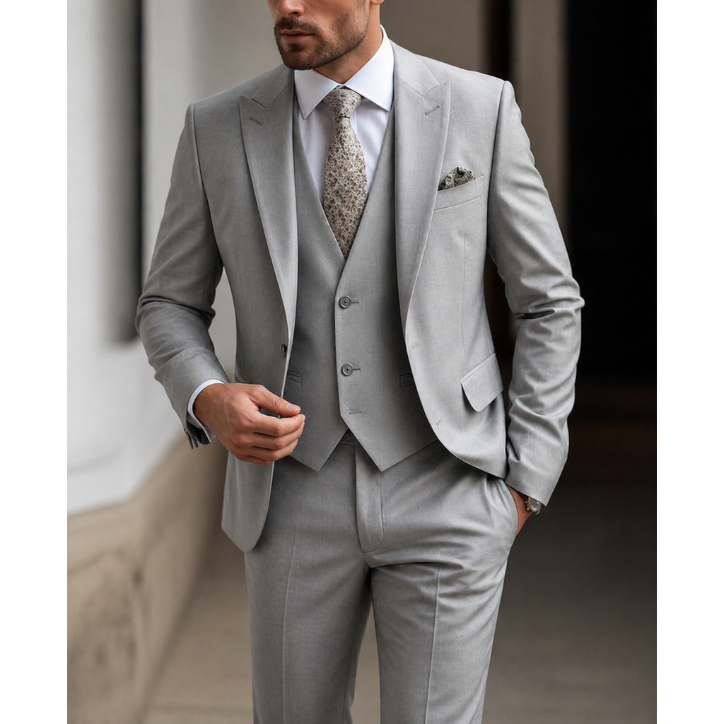 Men's Three Piece Suit with Slim Fit Single Breasted Blazer and Matching Vest - Image 3