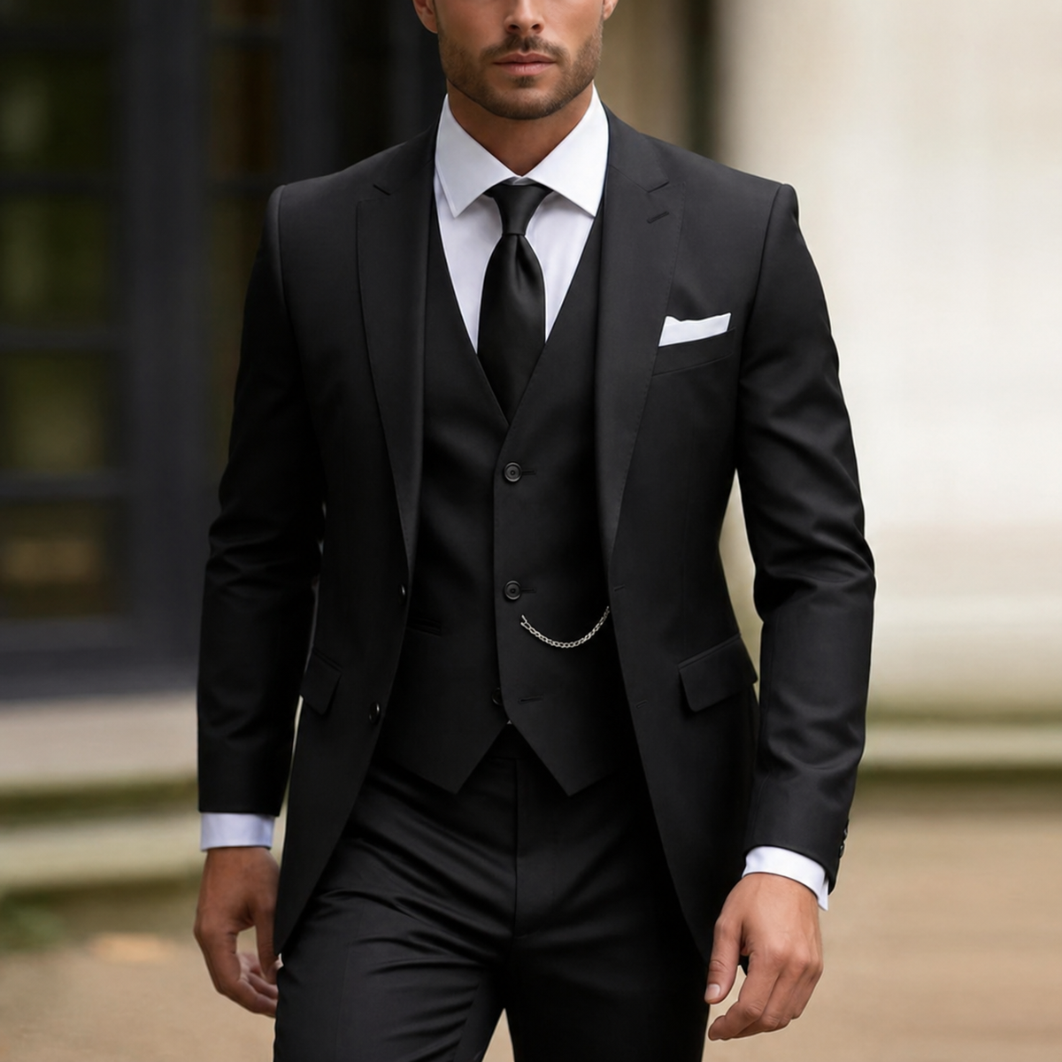 Men's Three Piece Suit with Slim Fit Single Breasted Blazer and Matching Vest - Image 4