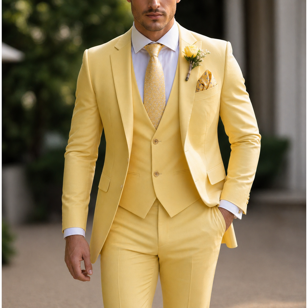 Men's Three Piece Suit with Slim Fit Single Breasted Blazer and Matching Vest - Image 9