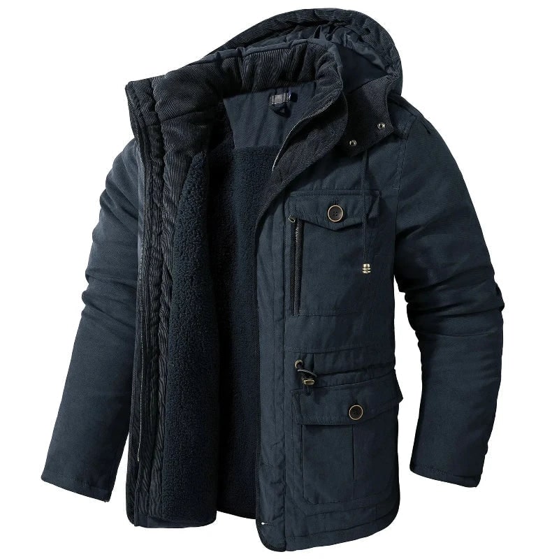 Men's Winter Jacket with Fleece Lining and Detachable Hood Parka Style - Image 2