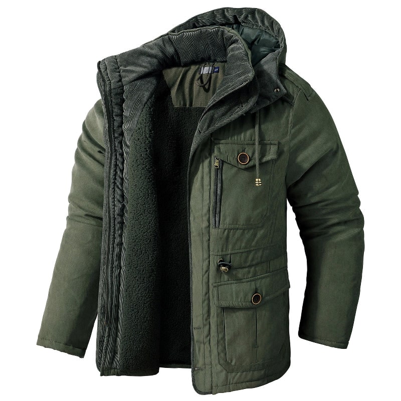Men's Winter Jacket with Fleece Lining and Detachable Hood Parka Style - Image 3