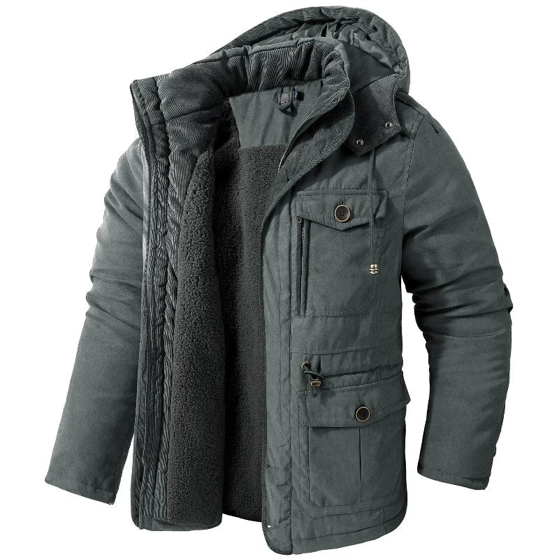 Men's Winter Jacket with Fleece Lining and Detachable Hood Parka Style - Image 4
