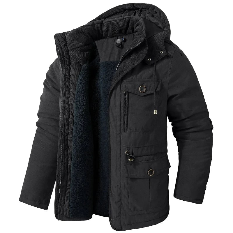 Men's Winter Jacket with Fleece Lining and Detachable Hood Parka Style - Image 5