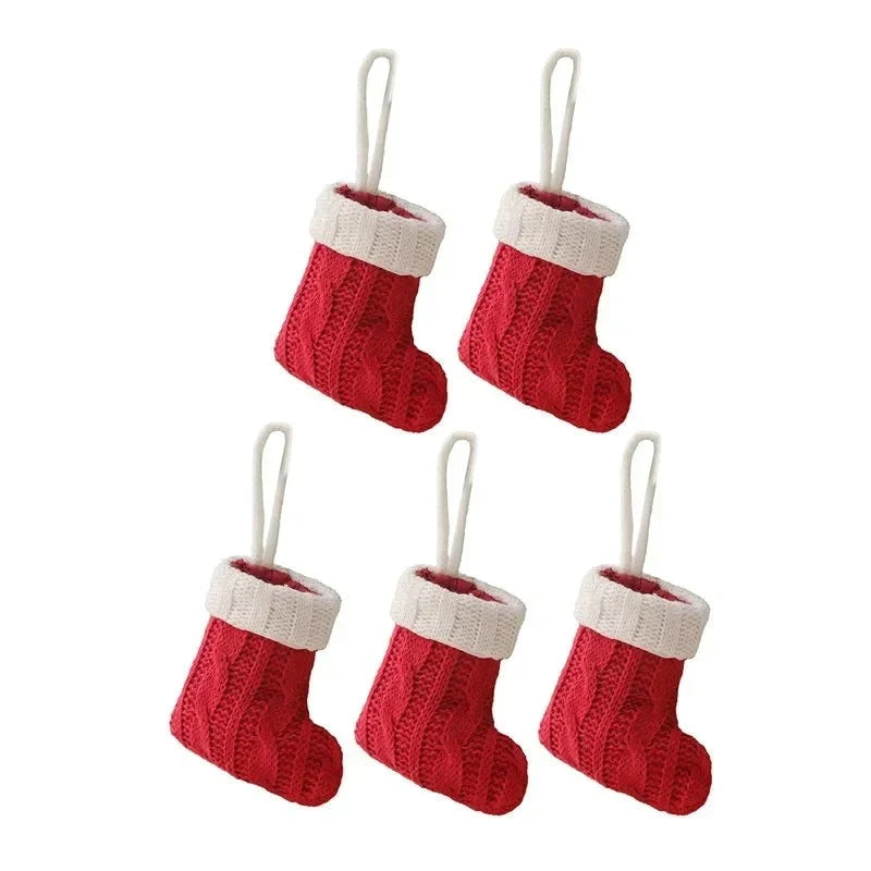 Mini Christmas Stockings with Knitted Cable Knit Design and Hanging Loop - Image 6