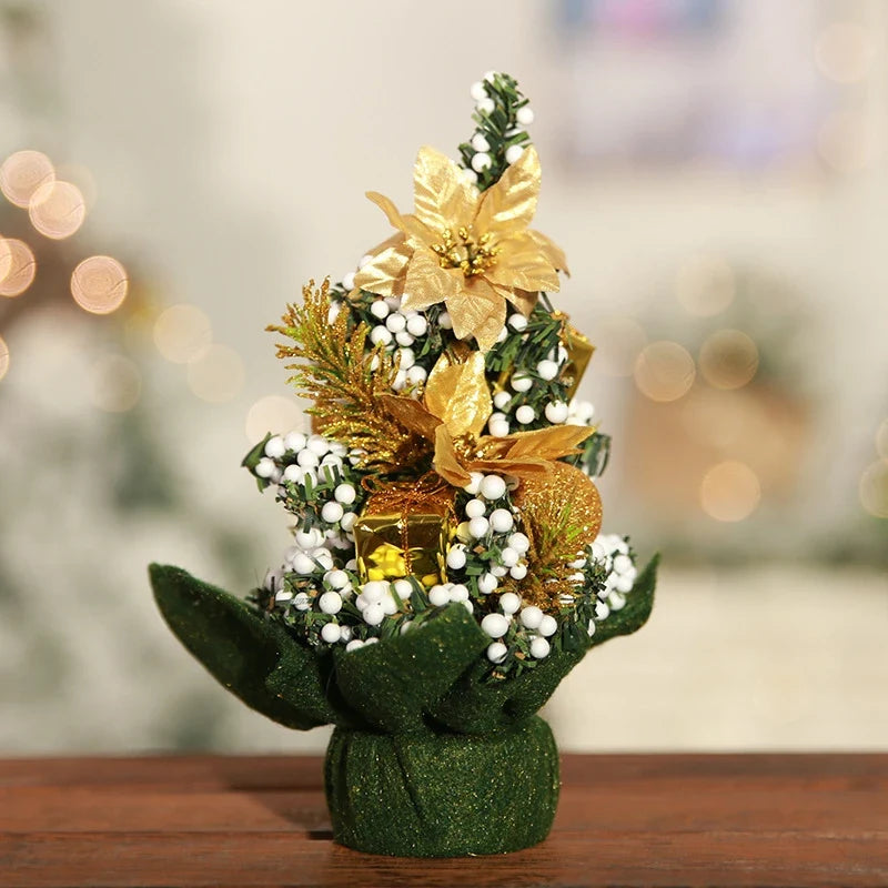 Mini Christmas Tree Tabletop Artificial with Ornaments and Poinsettia Topper - Image 11