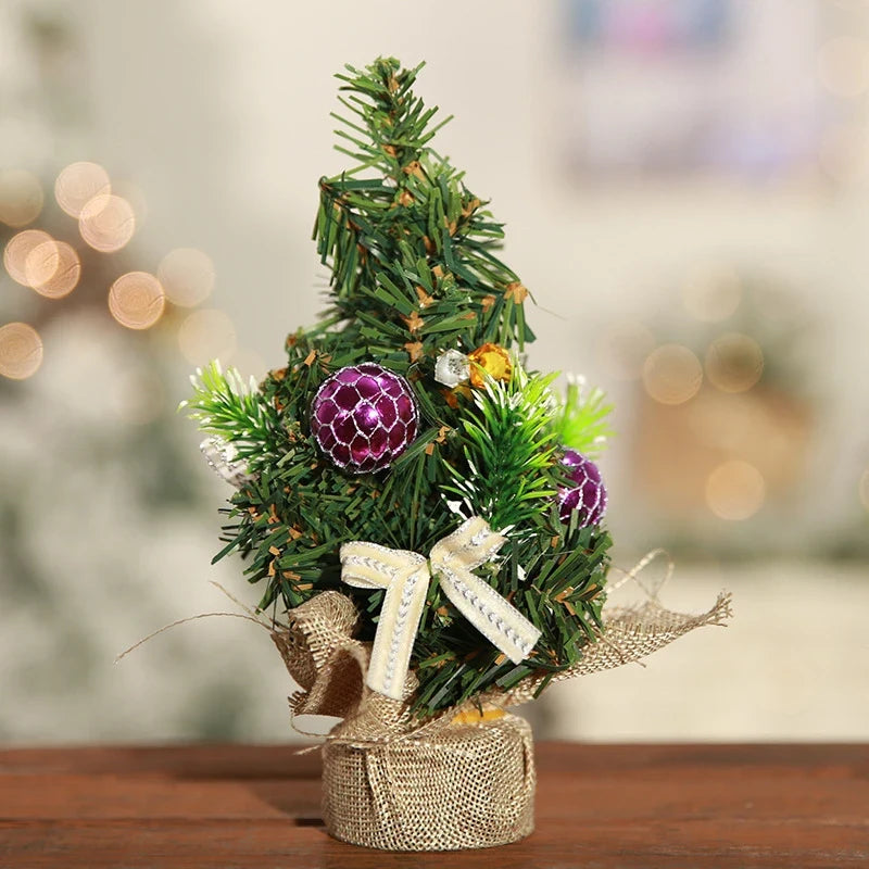Mini Christmas Tree Tabletop Artificial with Ornaments and Poinsettia Topper - Image 8