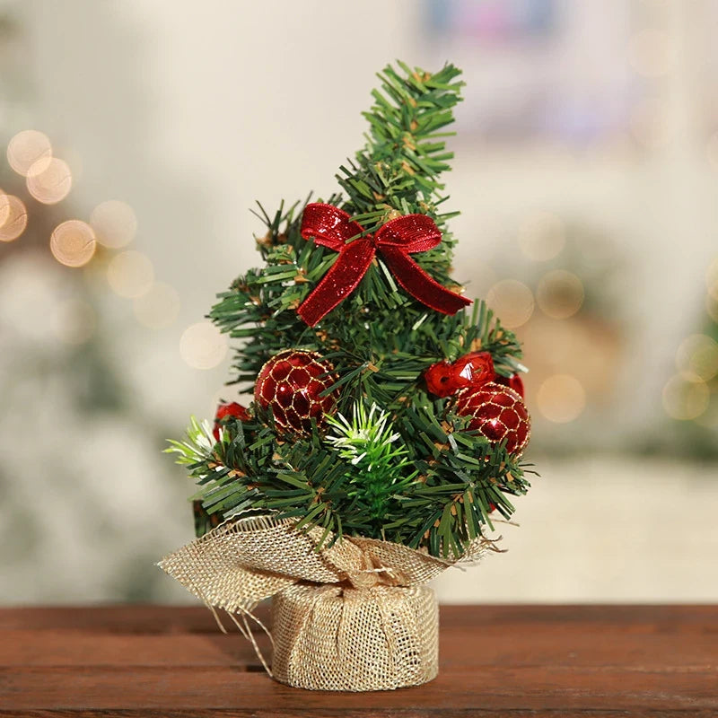 Mini Christmas Tree Tabletop Artificial with Ornaments and Poinsettia Topper - Image 9