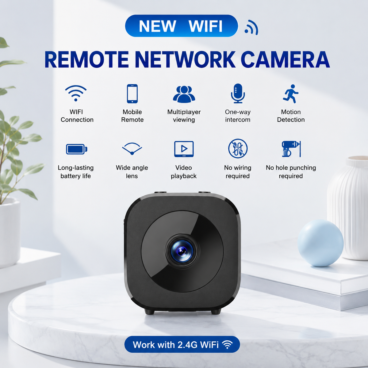 Mini Security Camera with Magnetic Stand Compact WIFI Remote Monitoring and Rechargeable Battery - Image 3