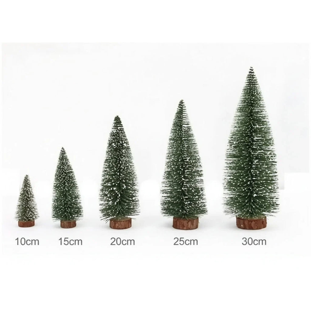 Miniature Christmas Trees with Bottle Brush Bristles and Frosted Snow Effect for Tabletop Decor - Image 6