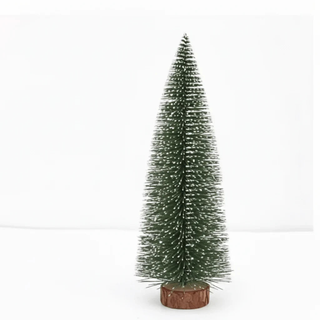 Miniature Christmas Trees with Bottle Brush Bristles and Frosted Snow Effect for Tabletop Decor - Image 7