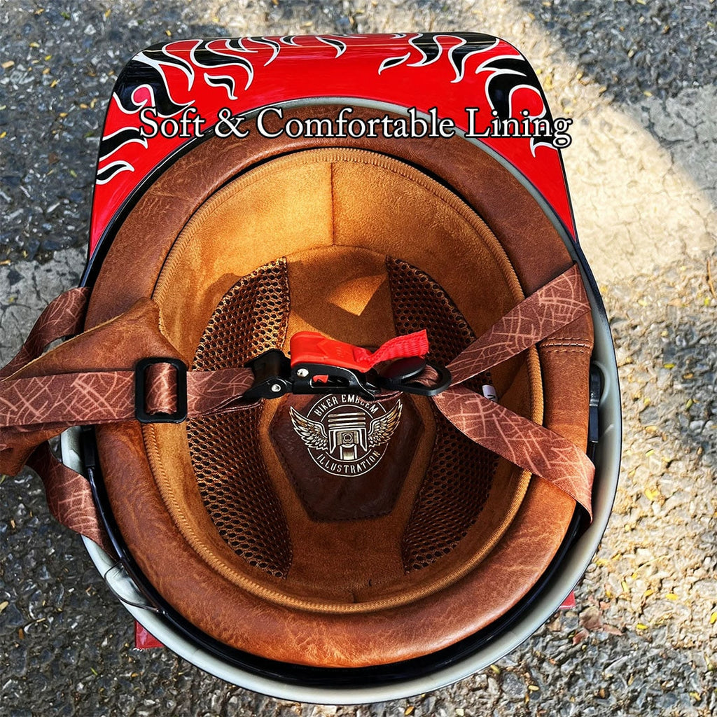 Motorcycle Half Helmet with Retro Visor Quick Release Strap and Removable Sun Shield - Image 5
