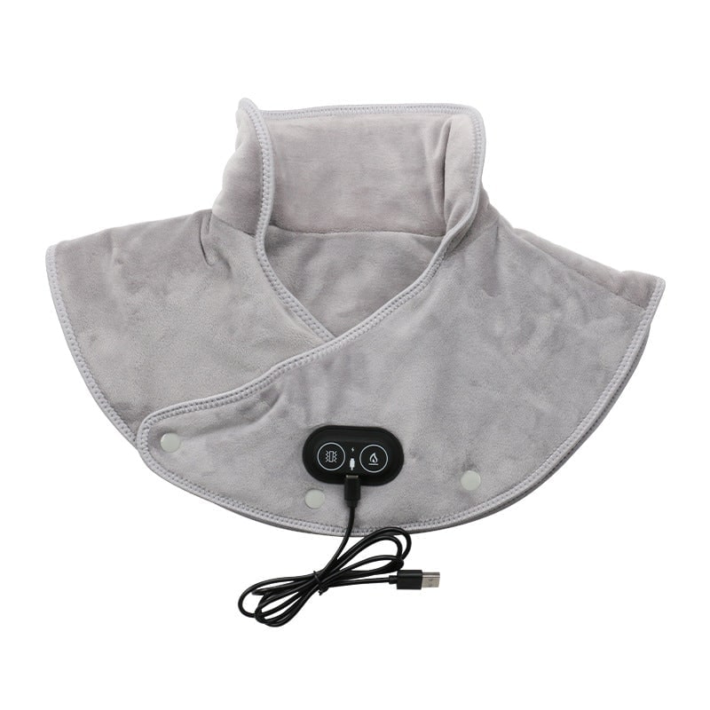 Neck Heating Pad with Vibration Massage Electric Shoulder Wrap and Plush Fleece - Image 1