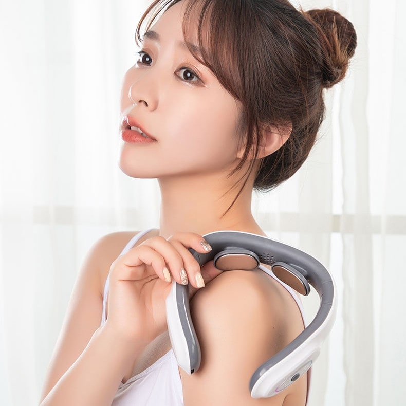 Neck Massager for Shoulder and Trapezius Muscle with Shiatsu Heat and Portable Folding Design - Image 1