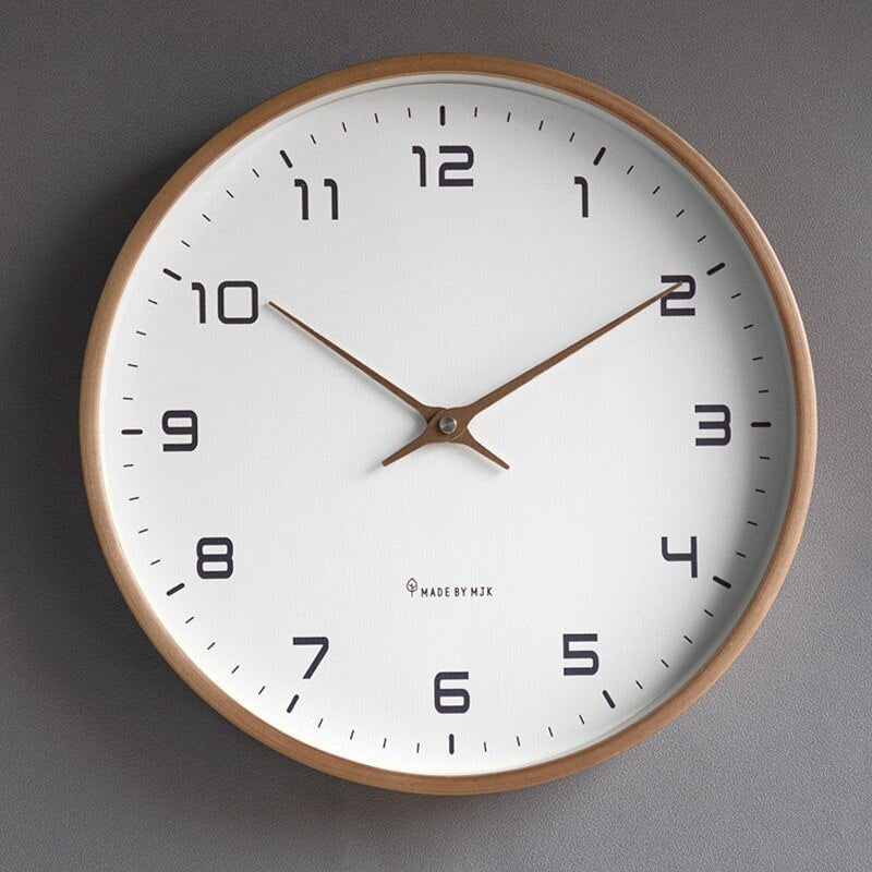 Nordic Minimalist Wall Clock with Wooden Frame and Arabic Numerals - Image 4