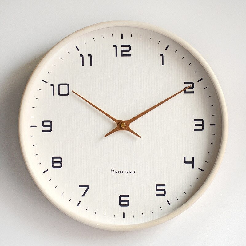 Nordic Minimalist Wall Clock with Wooden Frame and Arabic Numerals - Image 5