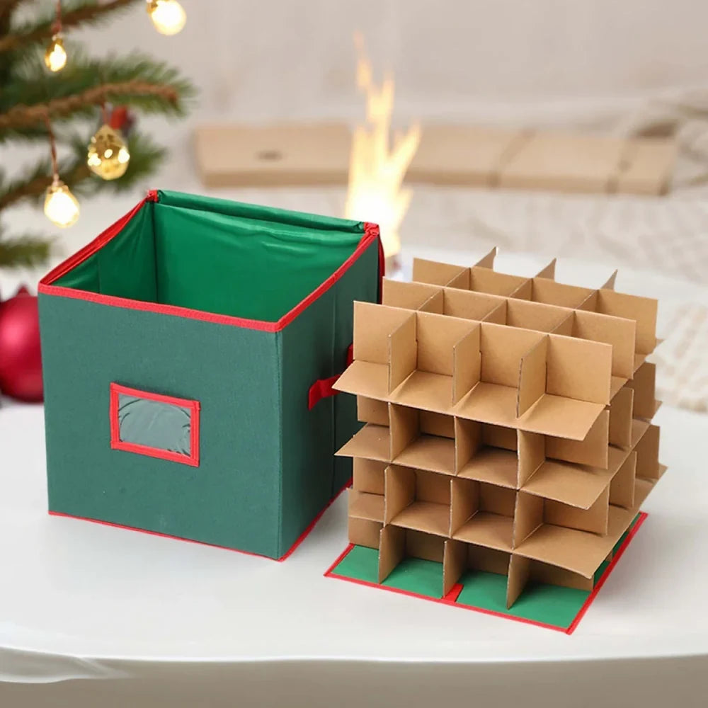 Ornament Storage Box with Dividers and Zippered Lid for Christmas Décor - Image 2