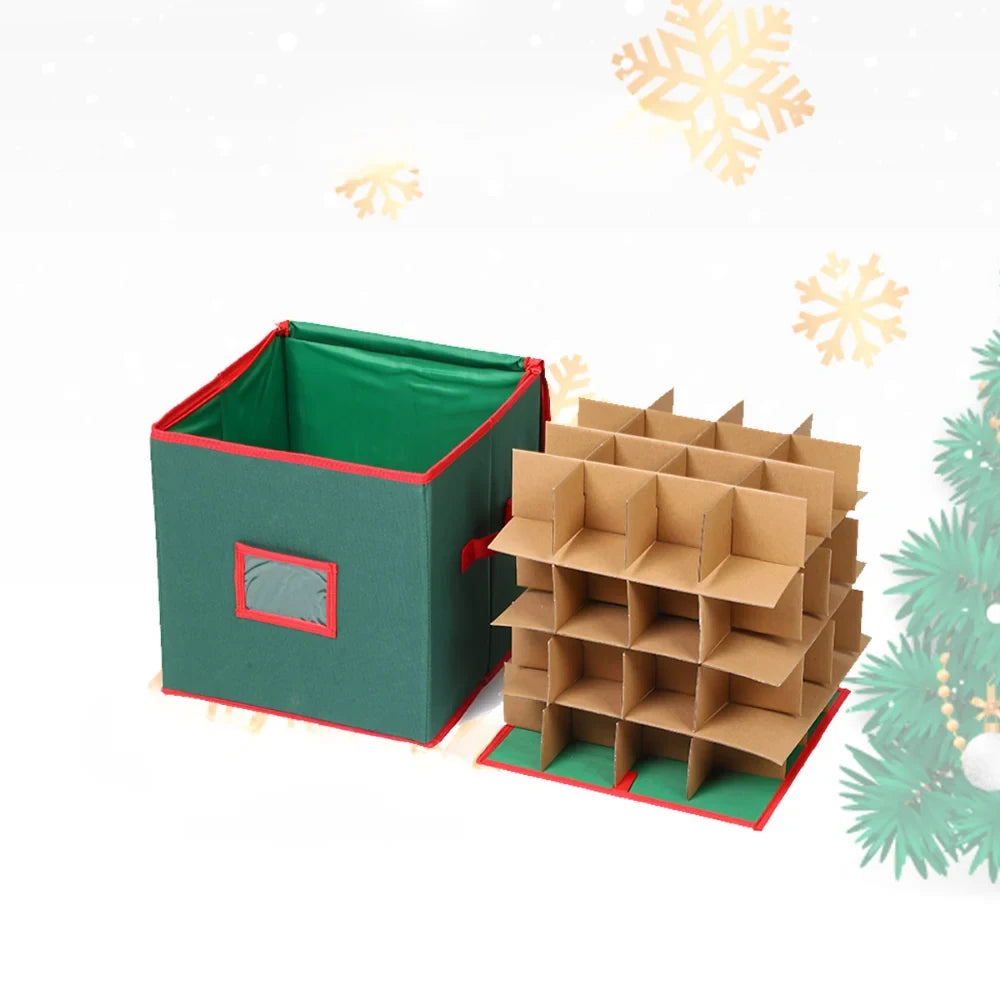 Ornament Storage Box with Dividers and Zippered Lid for Christmas Décor - Image 3