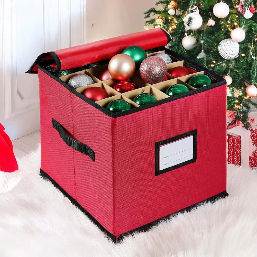 Ornament Storage Box with Dividers and Zippered Lid for Christmas Décor - Image 4