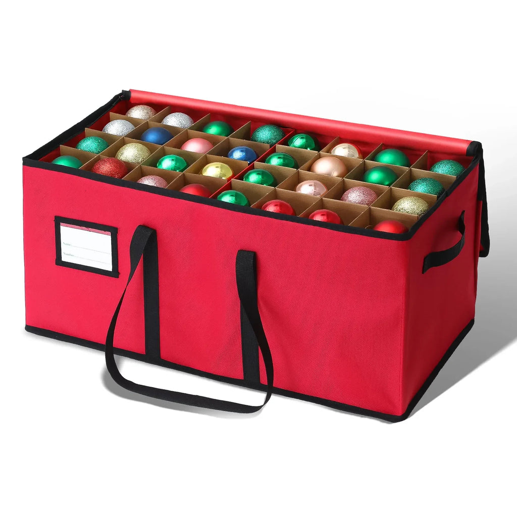 Ornament Storage Container with Dividers Zippered Lid and Handles for Christmas Decorations - Image 4