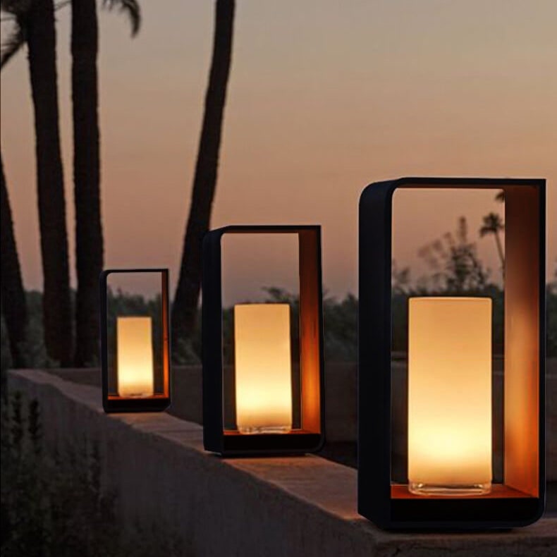Outdoor Floor Lamp Modern Design with Rectangular Frame for Patio and Garden Lighting - Image 2