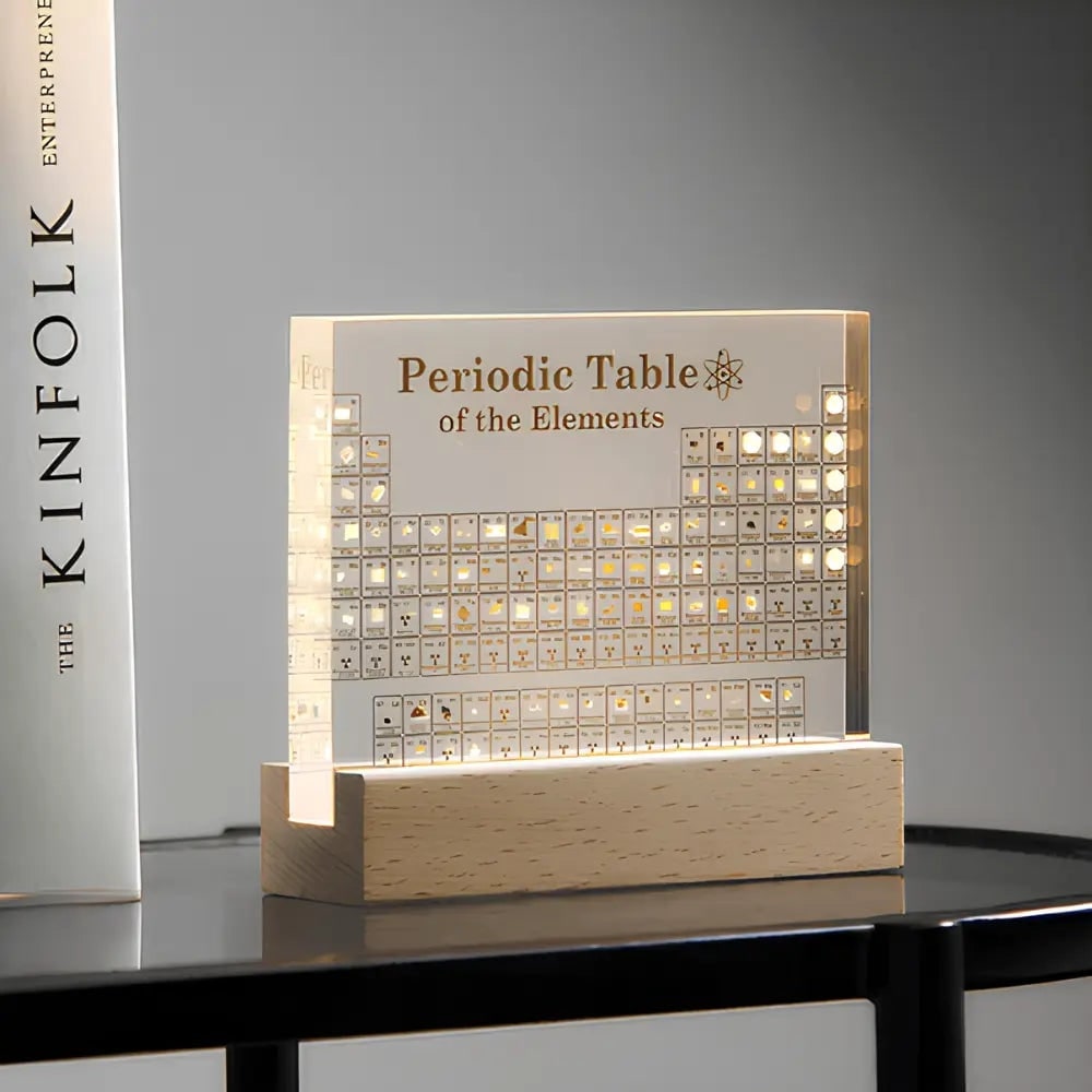 Periodic Table with Charges and Atomic Mass LED Display with Real Elements Acrylic Block - Image 2