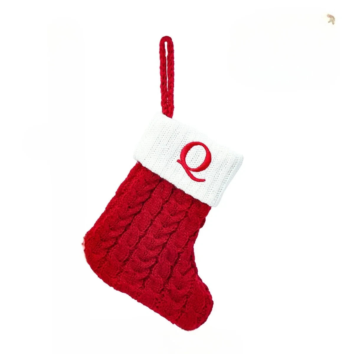 Personalized Mini Christmas Stocking with Cable Knit and Embroidered Initial - Image 10
