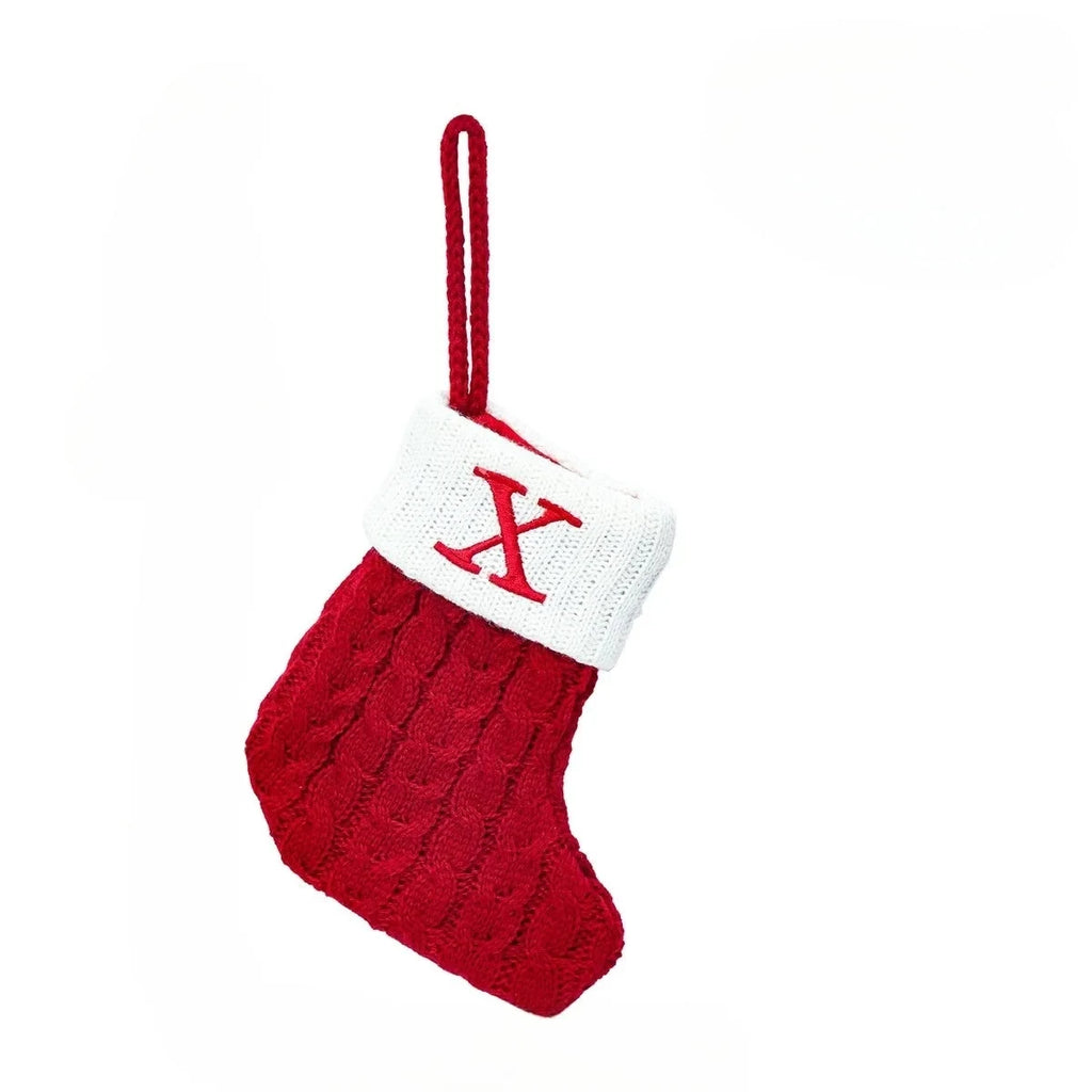 Personalized Mini Christmas Stocking with Cable Knit and Embroidered Initial - Image 11