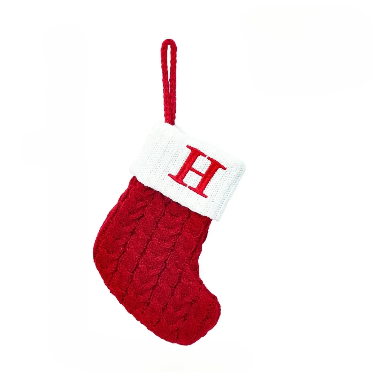 Personalized Mini Christmas Stocking with Cable Knit and Embroidered Initial - Image 12