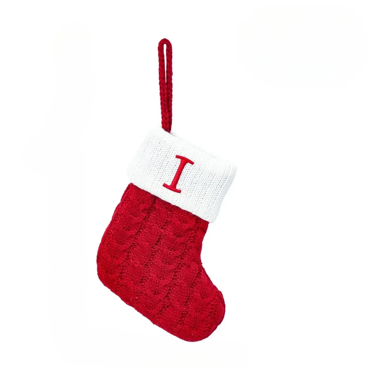 Personalized Mini Christmas Stocking with Cable Knit and Embroidered Initial - Image 14