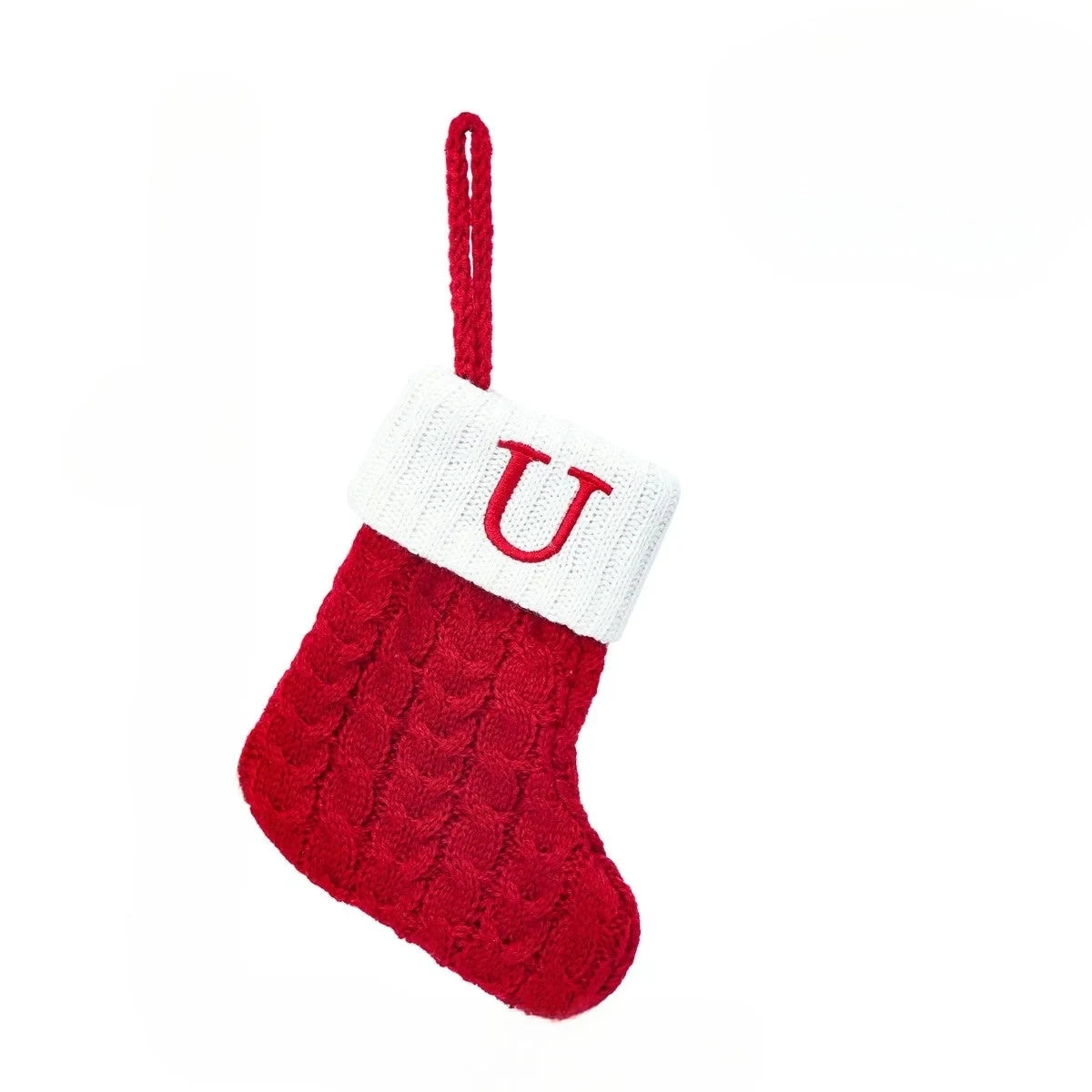 Personalized Mini Christmas Stocking with Cable Knit and Embroidered Initial - Image 21