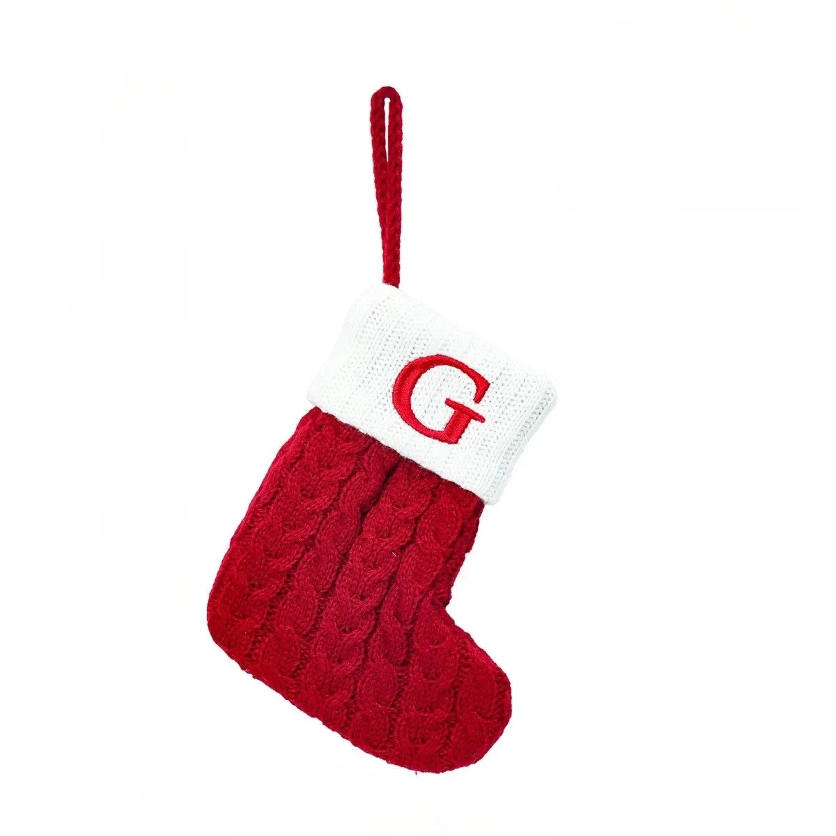 Personalized Mini Christmas Stocking with Cable Knit and Embroidered Initial - Image 25