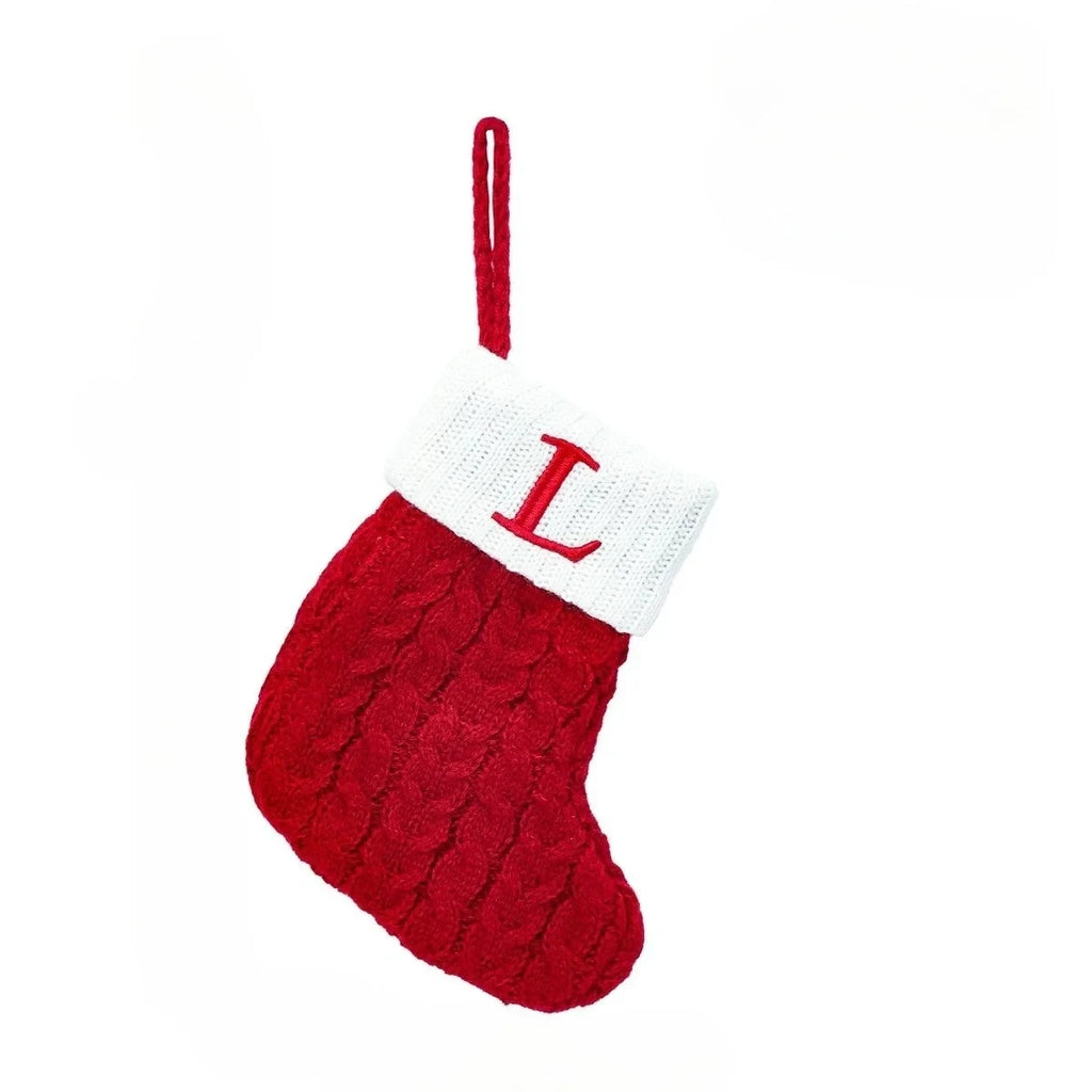 Personalized Mini Christmas Stocking with Cable Knit and Embroidered Initial - Image 26